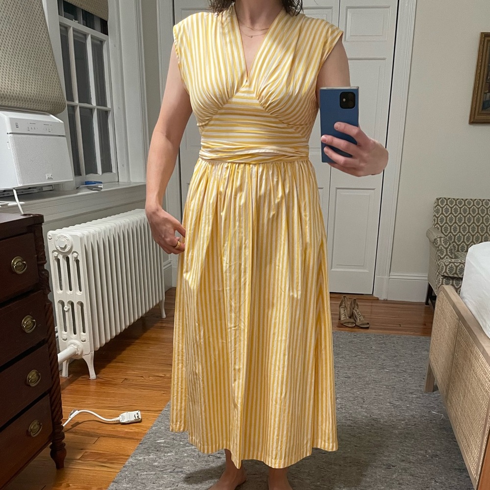 Yellow and white striped cotton dress - Picture 5 of 5